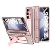 Luxury For Samsung Galaxy Z Fold 5 4 3 Fold3 Case Pen Slot Bracket Hinge Protection Film Screen Cover