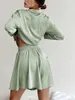 Damska odzież sutowa Kobiety jedwabna piżama zestaw 2 sztuki salon z noszeniem kwiatowy nadruk w dekolcie w szyku z krótkim rękawem i strój spodni