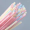 Engångskoppar sugrör 450 st multicolor plastlång flexibel dricka för festbröllop bar juice randig halm