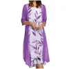 Casual jurken Damesmode Print O-hals Middellange lengte Tweedelige set Jurk Jasriem Vintage dame Avondfeest