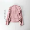 Skóra damska sztuczna różowa 100% płaszcz owiec prawdziwa oryginalna kurtka damskie ubrania Koreańskie eleganckie wiosenne jesienne płaszcze Tops ZT2284 230831