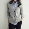 Basique bref col en V Cardigan pull femmes tricotés Cardigans noir gris Beige S-2XL HKD230829