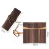 Blyertsväskor Handgjorda läderpenarrangör Holder med bunden Wrap Rope Pencil Case Nature Cowhide School Office Stationery Pencilcase HKD230831