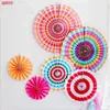 Dekorativa blommor 6st Fashion Paper Fan Flower Set of Ornamentsl Round DIY Craft Hanging Small Wedding Party Decoration Supplies 5Z