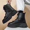 Botas masculinas punk estilo britânico motocicleta alta superior couro pu tendência floresta perene botas vaqueras 230830