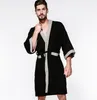 Sous-Vêtements Thermiques pour Hommes Vêtements de Nuit pour Hommes Coton Gaufre Hommes Kimono Peignoir Robe Couple Robe Noire Vêtements de Nuit Lâche décontracté Sauna Printemps été vêtements de Maison