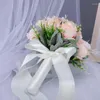 Simulation de fleurs décoratives, Bouquet de fausses fleurs tenu à la main, adapté au mariage