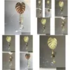 Porte-clés Longes Monstera Feuille Sun Catcher Plante Cintre Succent Prisme Suspendu Voiture Cristal Suncatcher Rétroviseur Décor Decorke Dhpmv