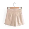 Kvinnors shorts 2023 Kvinnor EuropeanAmerican Spicy Girls Contrast Color Sexiga mångsidiga läderbyxor Spring/Summer Trend Kort kjol
