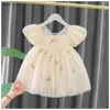 Flickans klänningar Girl Kids Dreess Short Sleeve Wing Princess Pageant Baby Summer Spring 2023 Lace Dresses Birthday Hoilday Girls Clothes R230831