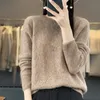 Kadın Sweaters Pullover 100 Yün Sweater Örme İnce içi boş uzun kollu gevşek ve rahat ürün 230830