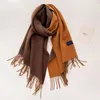 2023, autumn and winter, new pure cashmere scarf, ladies' haute couture, extra-warm, double-sided, two-colour tassel shawl