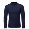 Herr t-skjortor Autumn Winter Mens Thin Thermal T-shirt halvkrage botten Slim varm bomull Höghalsad långärmad