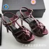 yheels cowhide with Round Head Open Toe Pish Mouth High Heals Thin Heels Water Platform Roman Sandals 230116