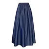 Skirts Maxi Jeans Long Skirt Summer Women 2023 Fashion Vintage Elegant High Waist Pleated Blue Party Denim