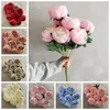 Fiori decorativi Composizione floreale 10 teste Peonie Decorazione domestica Arte floreale artificiale rotonda fatta a mano El