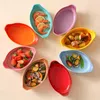 Bowls 8 Colors Gradient Ceramic Boat Shaped Plate Oval Fruit Salad Dishes Bowl Oven Applicable Baking Kitchen Tableware