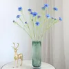 Kwiaty dekoracyjne 4PCS Nordic Blue Long Branch Starry Cornflower Silk sztuczny domek Dekoracja przyjęcia weselnego Flours Fleurs Artififileles