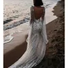 Abiti da sposa a sirena Berta in pizzo Illusion con scollo a V profondo maniche lunghe Abiti da sposa Abiti da sposa vintage sexy 2024