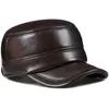 Berets Inverno Genuíno Couro Cap Homens Flat Caps Quente Exército Militar Chapéu Elegante Homem Beisebol Britânico Vintage Cowhide 230830