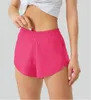 Damen lu-33 Yoga-Shorts, Hotty Hot Pants, Tasche, schnell trocknend, beschleunigt Sportkleidung, Sport-Outfit, atmungsaktiv, Fitness, hohe elastische Taille