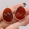 Encantos Natural Semipreciosa Piedra Colgante Conector Ágata Roja DIY Joyería Fabricación Collar Pulsera Regalo Drop Entrega Hallazgos Compon Dhqsr