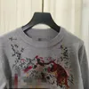 2023 Gray/White Floral Print Women's Pullover Brand Same Style Women's Sweaters DH027