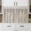 Curtain Halloween Easter Cock Pattern Short Tulle For Bedroom Kitchen White Lace Half-curtain Valance Drapes Door Cabinet