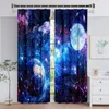 Curtain 3D Galaxy Outer Space Universe Nebula Starry Sky Solar Planet 2 Pieces Shading Window For Living Room Bedroom Decor Hook