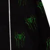 Gotisk avslappnad sportjacka Y2K Europeiska och amerikanska lösa blixtlås Hoodie Men's Top Spider Rhinestone Printed Fashion Jacket