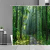 Rideaux de douche Moderne 3D impression forêt rideaux de douche plante verte arbre paysage rideau avec pour salle de bain tissu imperméable R230831