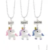 Pendant Necklaces Child Cute Best Friends Necklace Monkey Donuts Princess Dog Food Ice Cream Resin Bead Chain For Children Friendship Dhyoh