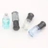 Petites bouteilles colorées à roulettes en verre de 3ml, Mini bouteilles d'huile essentielle de 6ml avec boule en acier inoxydable, vente en gros, 100 pièces