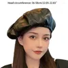 Berets moda cor sólida artista pintor boné de couro chapéu francês octogonal