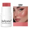 Juli 6 färg blusher stick yrket varaktigt vattentätt glitter rouge pulver rodnad ögonskugga sexiga kvinnliga kinder kosmetika