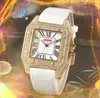 Amoureux carré romain réservoir cadran horloge montre de luxe mode cristal diamants bague cas hommes montres femmes quartz batterie super dames mâle montre-bracelet cadeaux