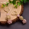 Hoop Huggie GLSEEVO Fresh Water Pink Baroque Pearl Dangle Flower Earrings For Women Girls Daughter Cute Jewellery Birthday Party GE0961B 230831