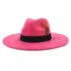 Plume Bande Daim Chapeau Haut-de-Forme Femmes Hommes 9.5CM Grand Bord Messieurs Chapeau Fascinateur Jazz Fedora Chapeaux Élégant Dames Fête Casquette En Feutre