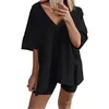 Gym Clothing Women's 2 Piece Outfit Sets Casual Oversized Reversible T Shirt Tops Shorts Solid Bandeau Swimsuit Maternity Suit