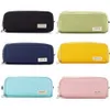 Learning Toys Kawaii Pencil Case Large Capacity Canvas Pen Bag for Girls Multi-layer Box Solid Color Cute School Supplies Korean Stationery