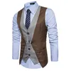 Männer Formale Weste Weste Business Einfarbig Single Button Weste gilet Gefälschte Zwei-stück V-ausschnitt Casual S-lim chalecos para hombre LST230831