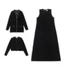 Casual Dresses AP Velvet Maxi Women Dress Blazer Top 2024 Autumn Lady Clothes Sleeveless #2003