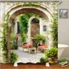 Shower Curtains Countryside Rock House Bathroom Curtain Shower Curtains Old Doors Rural Building Landscape Retro Decor Bathroom Products R230831