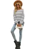 Women's Sweaters Fitshinling Off Shoulder Sweater For Women Clothing Autumn Winter Jumper Long Sleeve Knitted Tops Striped Slim Jersey Pullover HKD230831