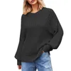 Kvinnors tröjor Casual Long Sleeve Pullover Crew Neck Overized Ribbed Knit 2023 Fall Winter Sweater Fuzzy Womens