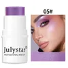 Julystar 6 colori fard stick professione duraturo glitter impermeabile rossetto fard in polvere ombretto sexy guance femminili cosmetici