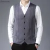 Gilet pour hommes nouvelle mode costume gilet bureau mâle sans manches pull Cardigan affaires formel tricot gilet simple boutonnage HKD230831