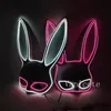 Party Masks Carnival EL Wire Bunny Masque Masquerade LED Night Club Rabbit Masques Carnival Birthday Wedding Face Mask T9I002437