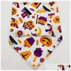 Vêtements pour chiens Halloween Bandanas Doux et respirant Modèles de citrouille réglables Impression Foulard pour animaux de compagnie Foulard pour petit à grand chien Dhk3F