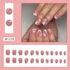 Faux ongles 24 pièces faux ongles avec des lignes d'art abstraites conçoivent des pointes françaises détachables presse sur les femmes filles manucure